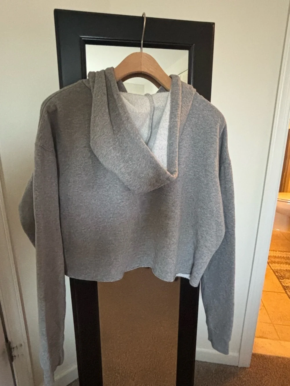 wild fable Gray Cropped Hoodie with Drawstring - Picture 3 of 3